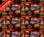 Firefighters Blocks Cotton Fabric